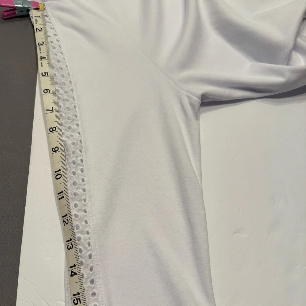 Appleseed's White Blouse shirt with Quarter length Eyelet Sleeves PXL EUC - Picture 10 of 10